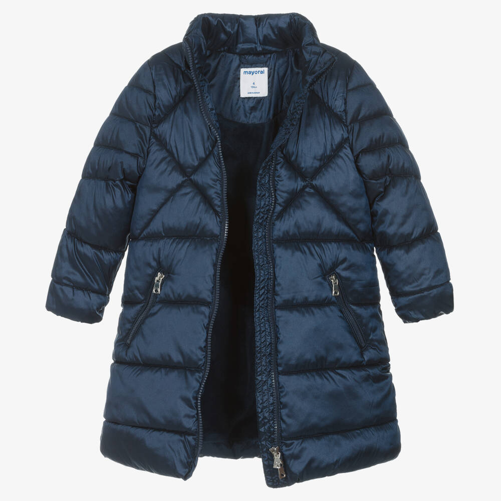 Mayoral-Girls Midnight Hooded Quilted Jacket | Childrensalon Outlet