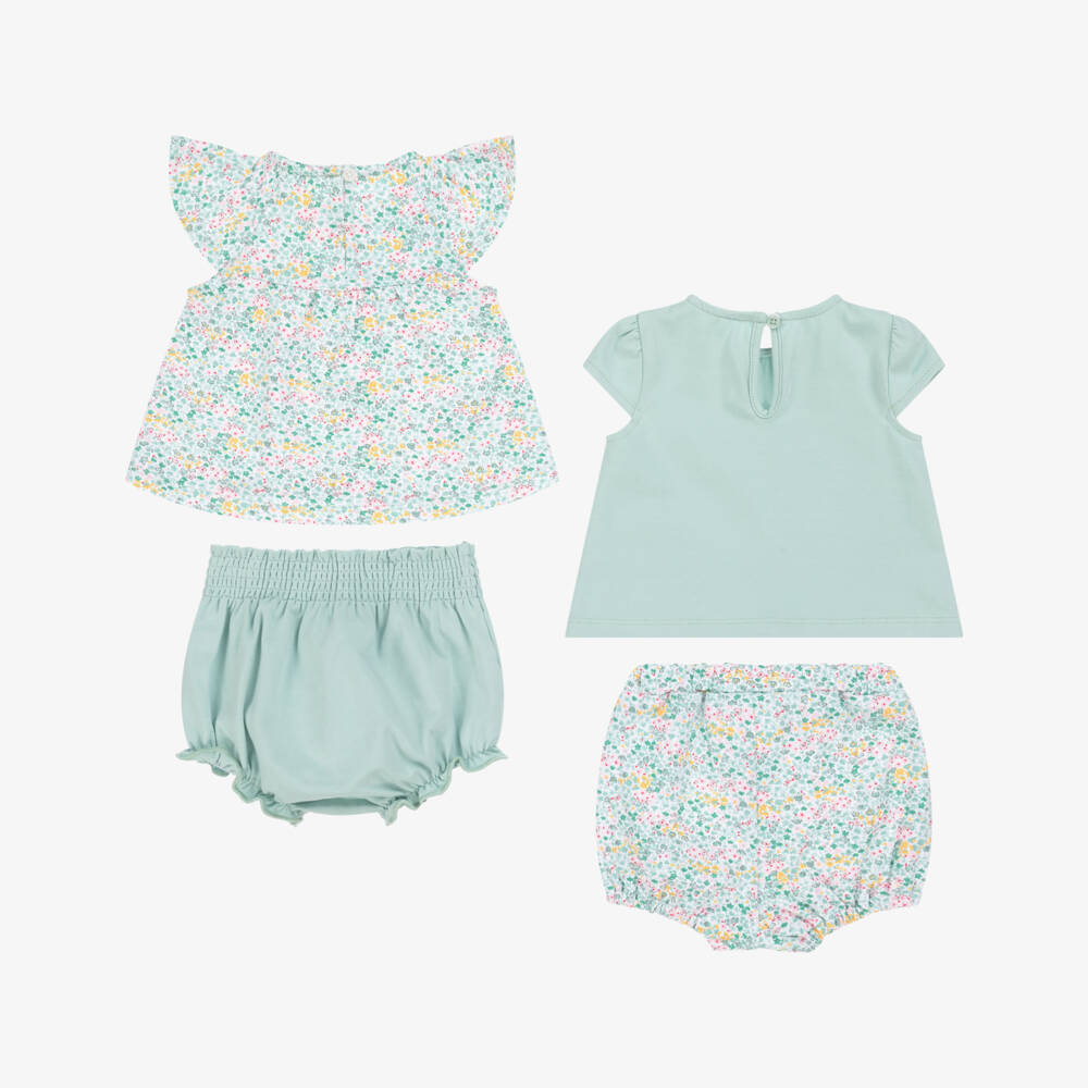 Mayoral Newborn-Girls' Mint Green Shorts Duo | Childrensalon Outlet