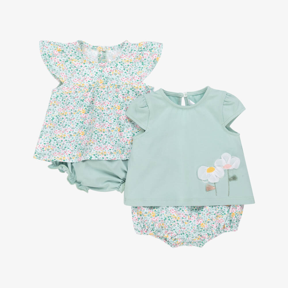 Mayoral Newborn-Girls' Mint Green Shorts Duo | Childrensalon Outlet