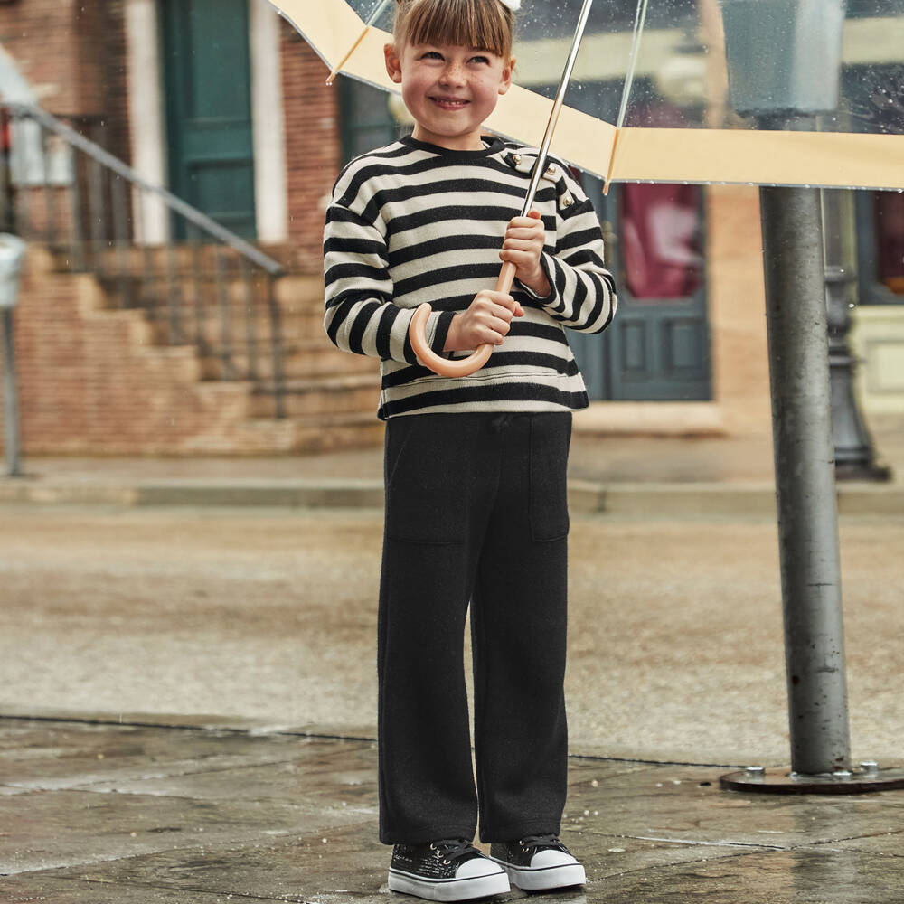 Mayoral-Girls Monochrome Stripe Knit Set | Childrensalon Outlet