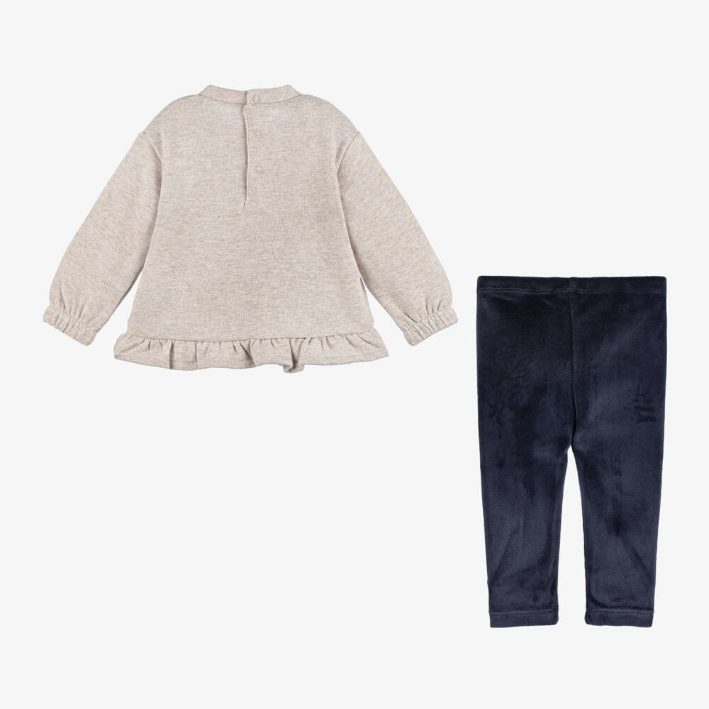 Mayoral-Girls Navy & Beige Leggings Ensemble | Childrensalon Outlet