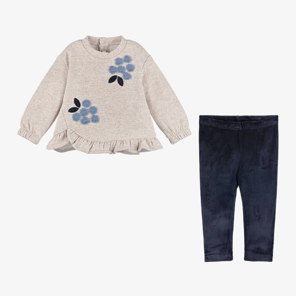 Mayoral-Girls Navy & Beige Leggings Ensemble | Childrensalon Outlet