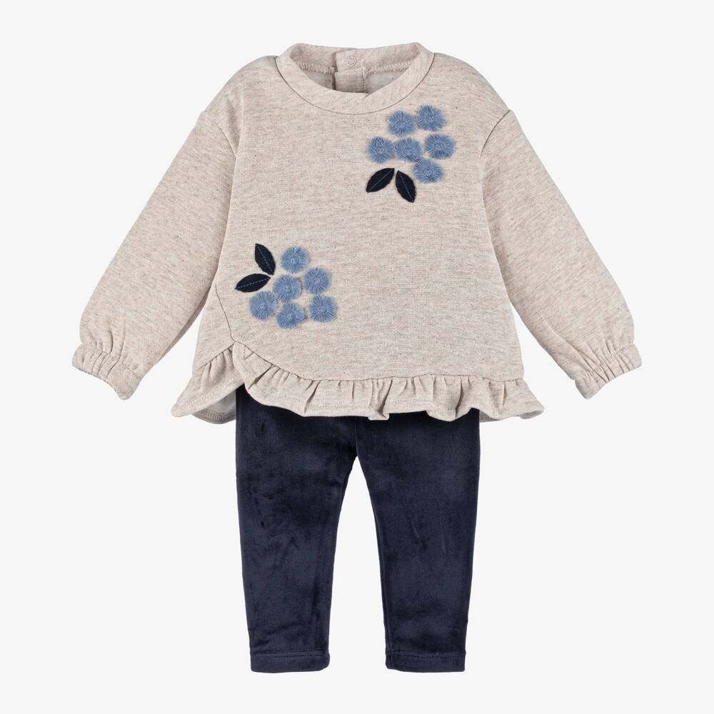 Mayoral-Girls Navy & Beige Leggings Ensemble | Childrensalon Outlet