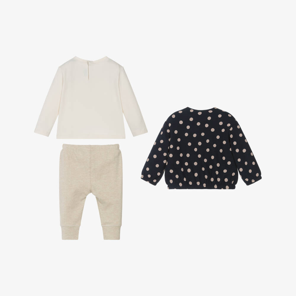 Mayoral-Girls Navy Blue & Beige Legging Set | Childrensalon Outlet