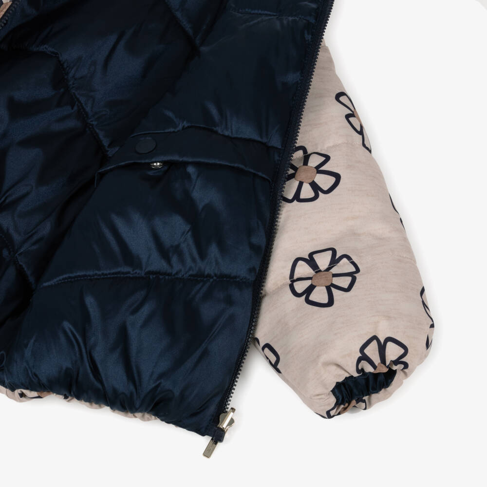 Mayoral-معطف مبطن للفتيات بلون كحلي وبيج قابل للعكس | Childrensalon Outlet