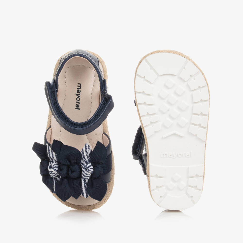 Mayoral-Girls Navy Blue Bow Sandals | Childrensalon Outlet
