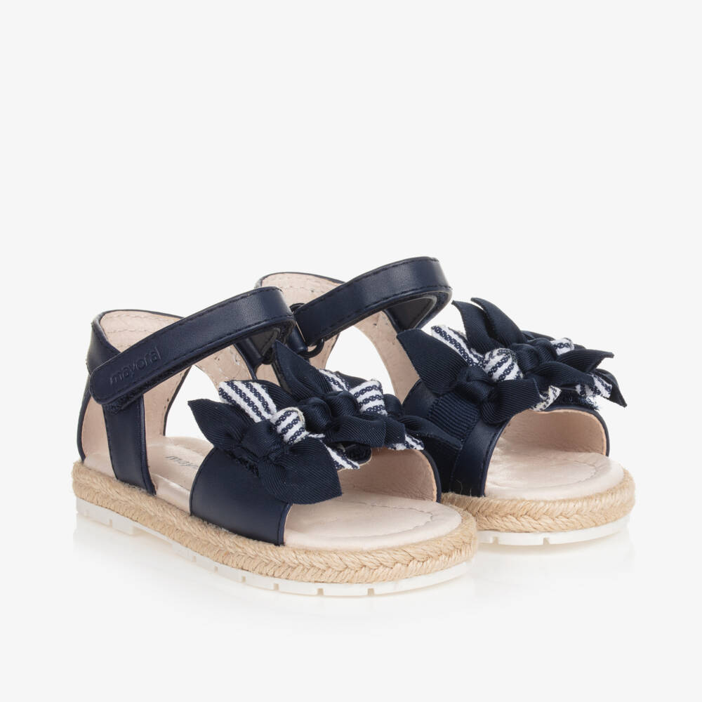 Mayoral-Girls Navy Blue Bow Sandals | Childrensalon Outlet