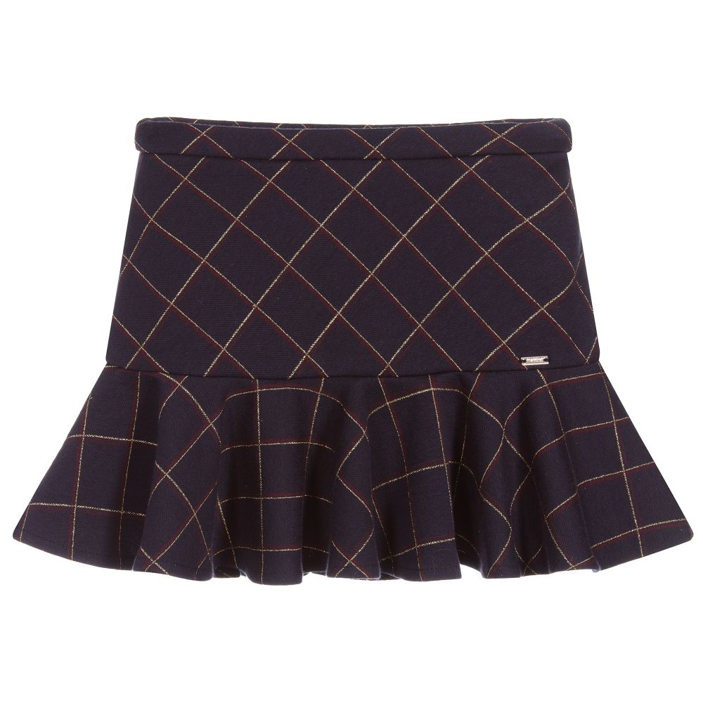 Mayoral Girls Navy Blue Check Skirt Childrensalon Outlet