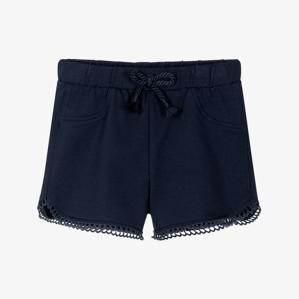 Mayoral-Girls Navy Blue Cotton Jersey Shorts | Childrensalon Outlet