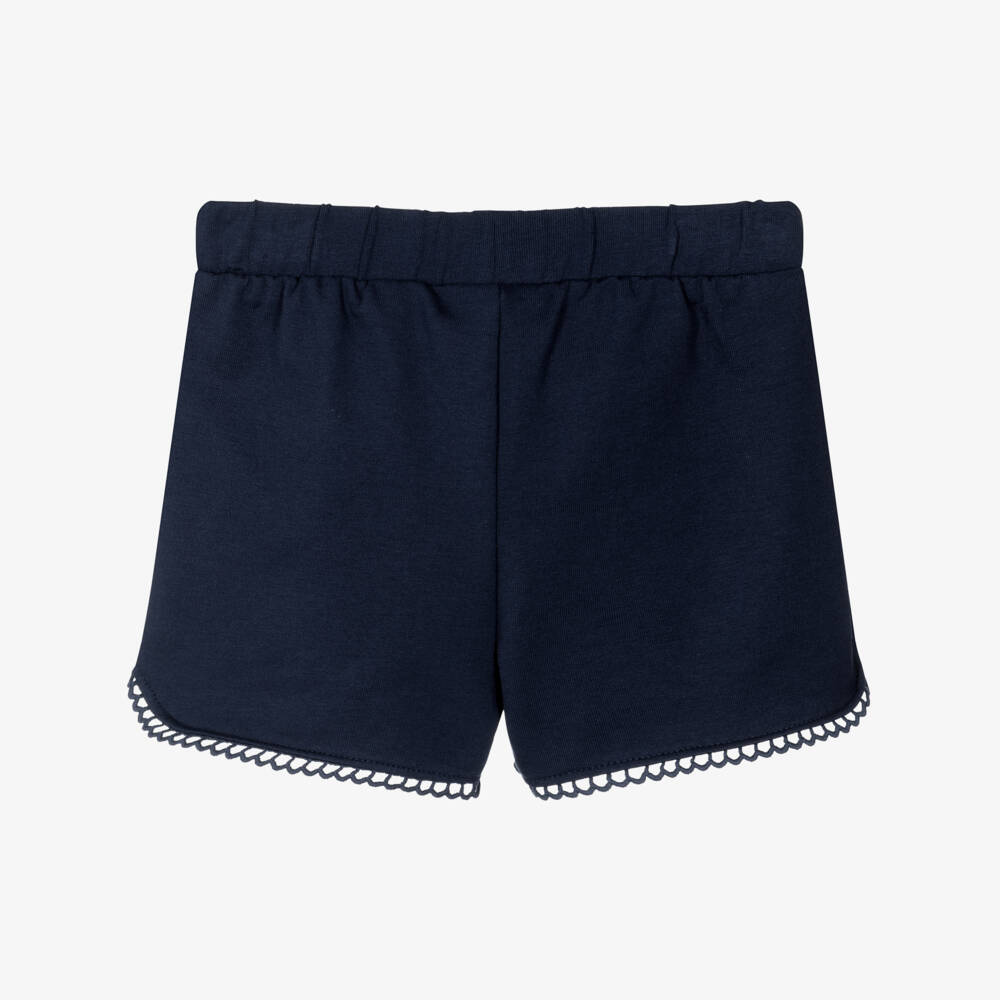 Mayoral-Girls Navy Blue Cotton Jersey Shorts | Childrensalon Outlet