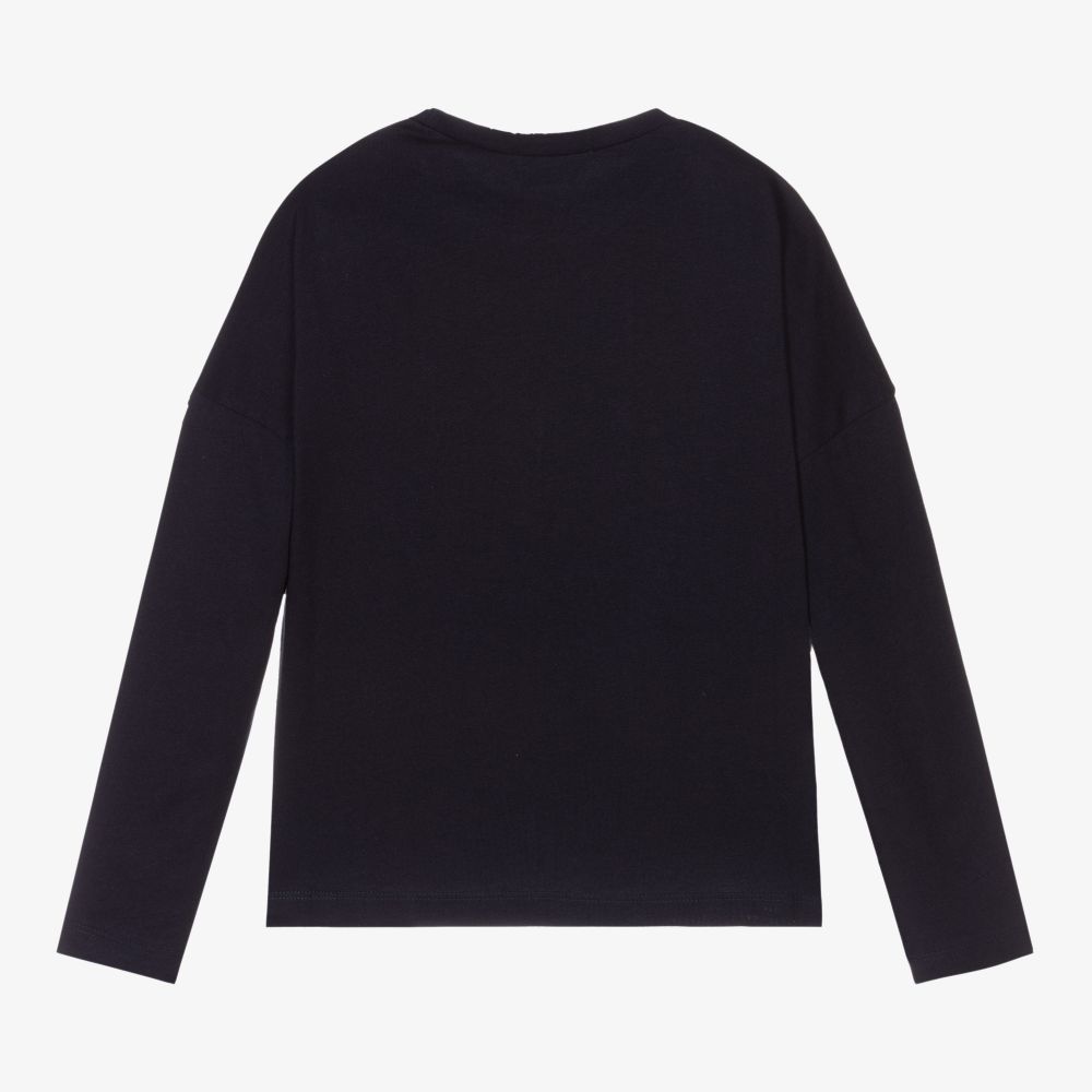 Mayoral-Girls Navy Blue Cotton Top | Childrensalon Outlet