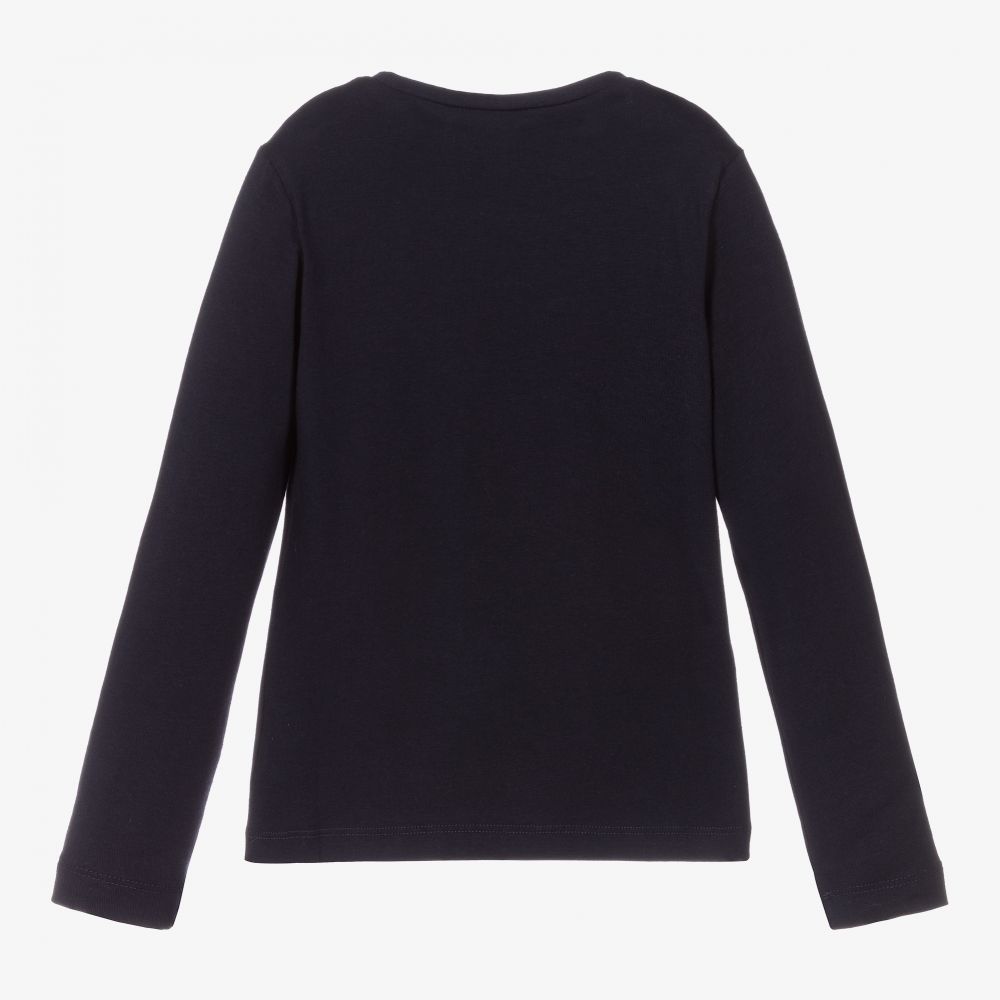 Mayoral-Girls Navy Blue Cotton Top | Childrensalon Outlet