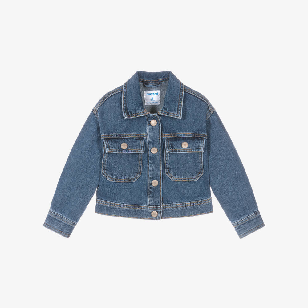 Mayoral-Girls Navy Blue Denim Jacket | Childrensalon Outlet