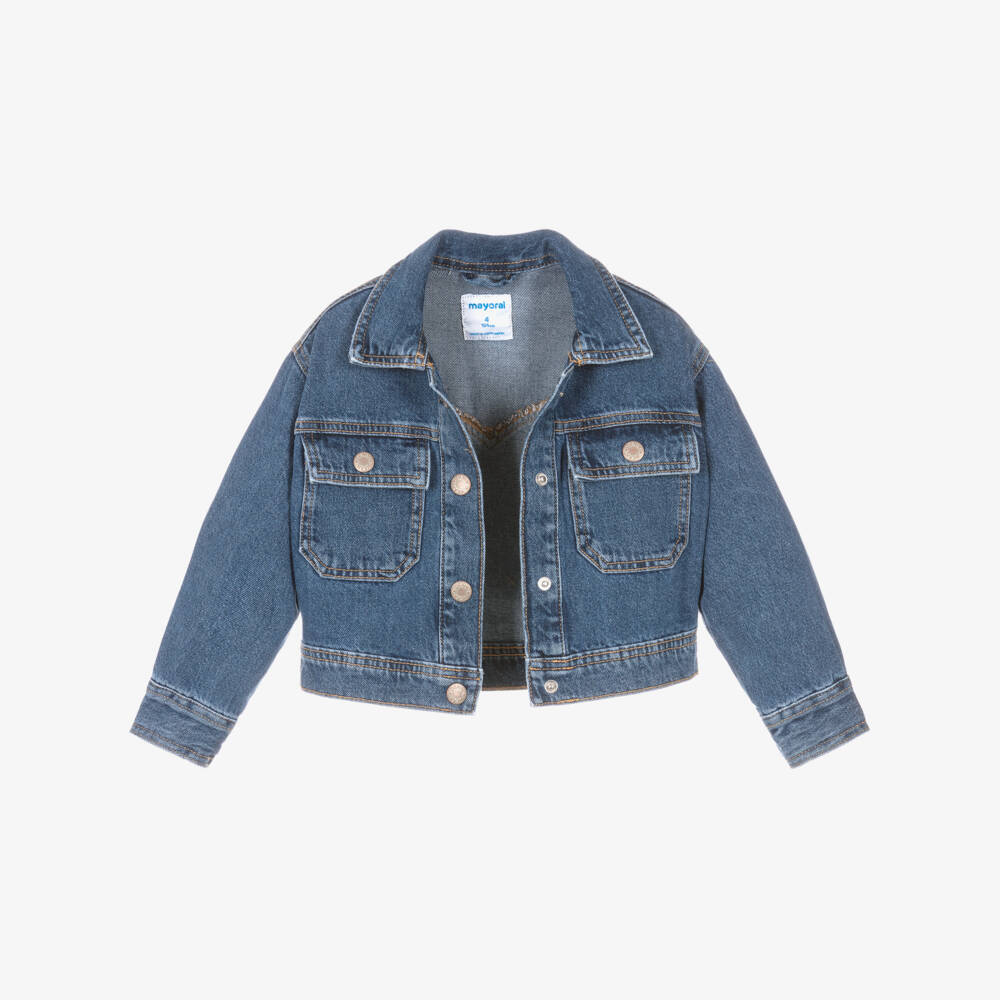 Mayoral-Girls Navy Blue Denim Jacket | Childrensalon Outlet