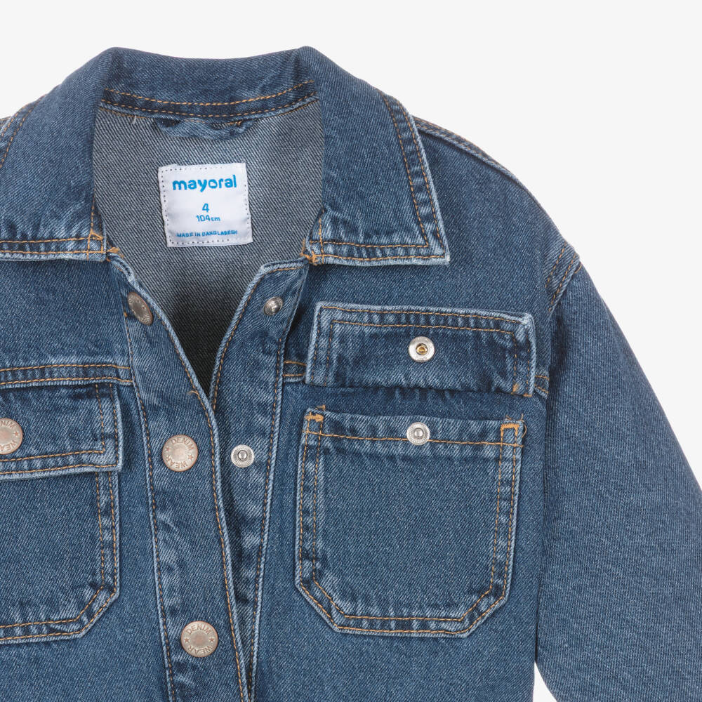 Mayoral-Girls Navy Blue Denim Jacket | Childrensalon Outlet