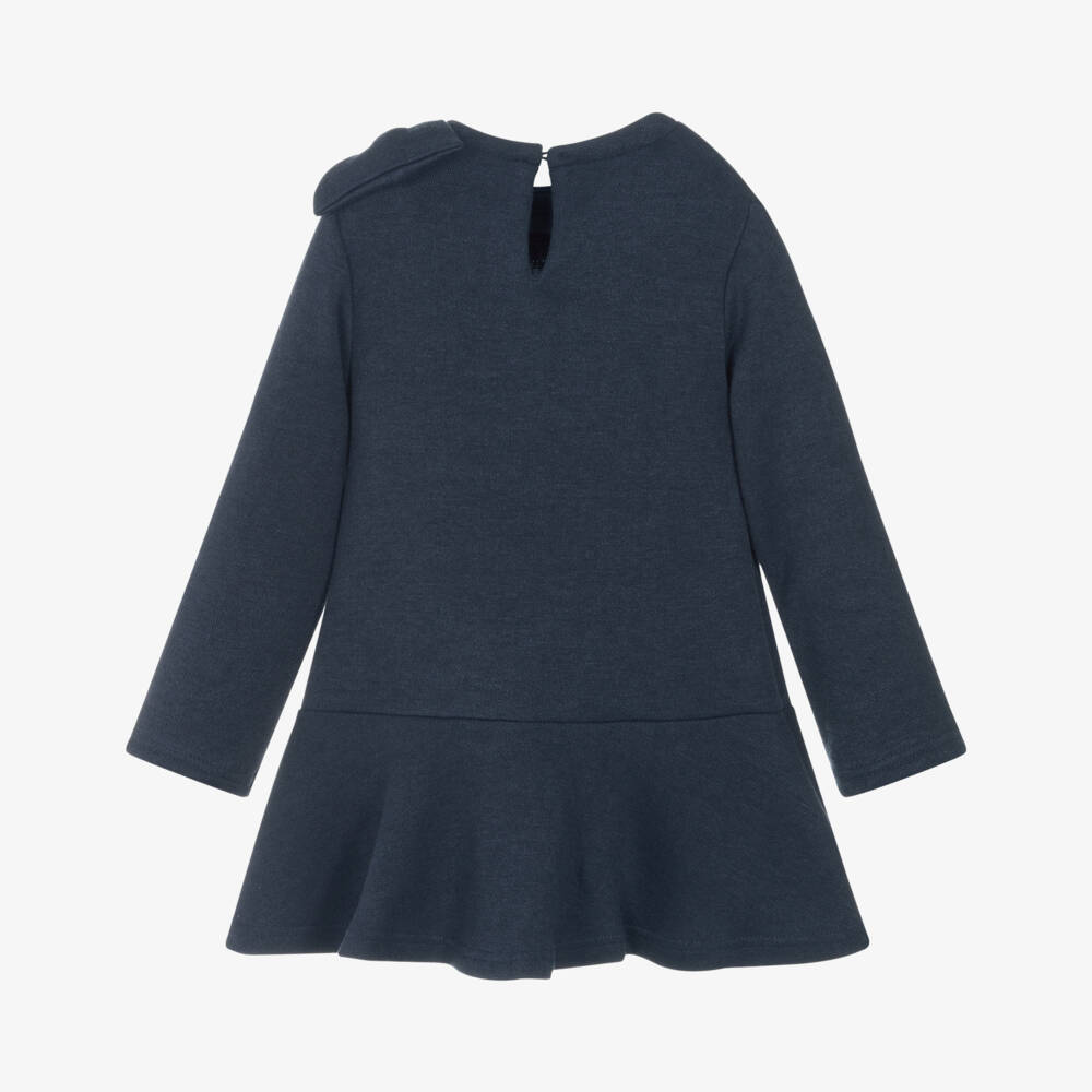 Mayoral-Girls Navy Blue Dress with Bow | Childrensalon Outlet