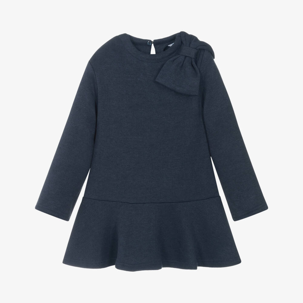 Mayoral-Girls Navy Blue Dress with Bow | Childrensalon Outlet