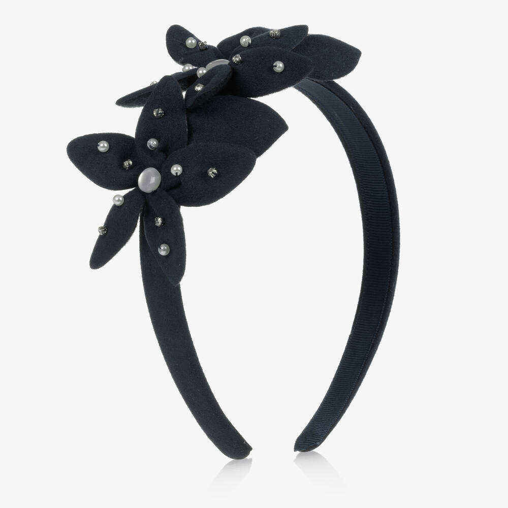 Mayoral-Girls Navy Blue Flower Hairband | Childrensalon Outlet