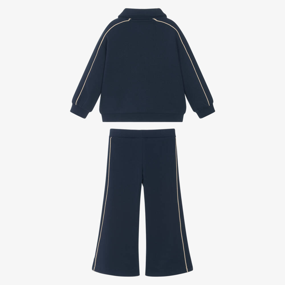 Mayoral-Girls Navy Blue Jersey Tracksuit with Zip-Up Top | Childrensalon Outlet