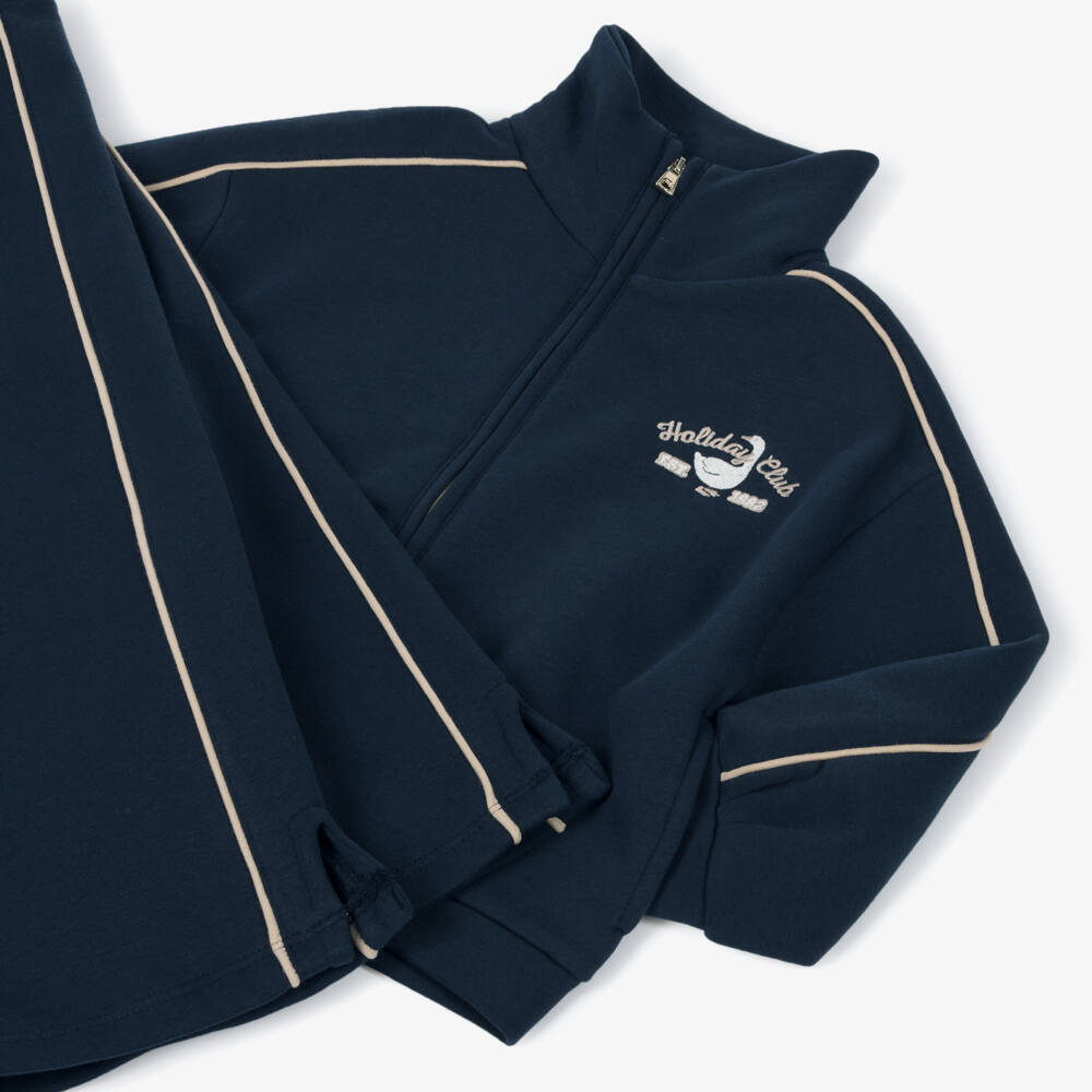 Mayoral-Girls Navy Blue Jersey Tracksuit with Zip-Up Top | Childrensalon Outlet