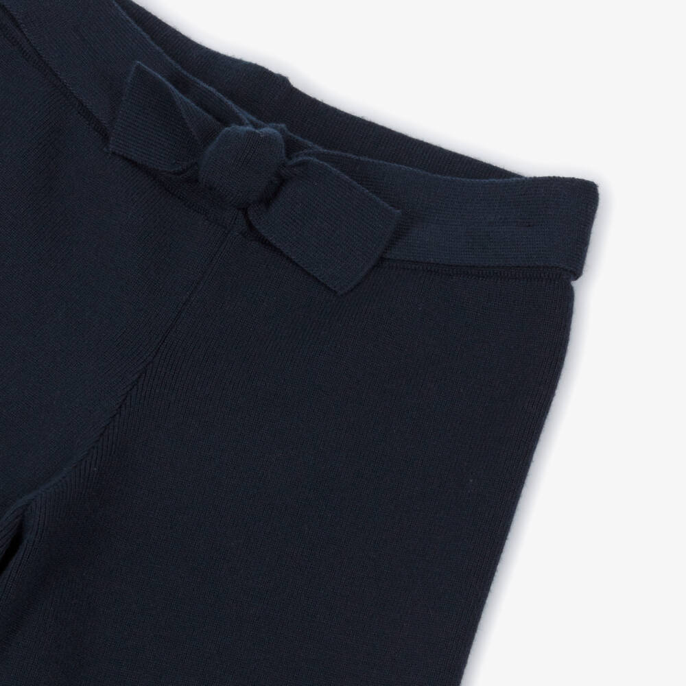 Mayoral-Girls Navy Blue Knitted Wide-Leg Trousers | Childrensalon Outlet