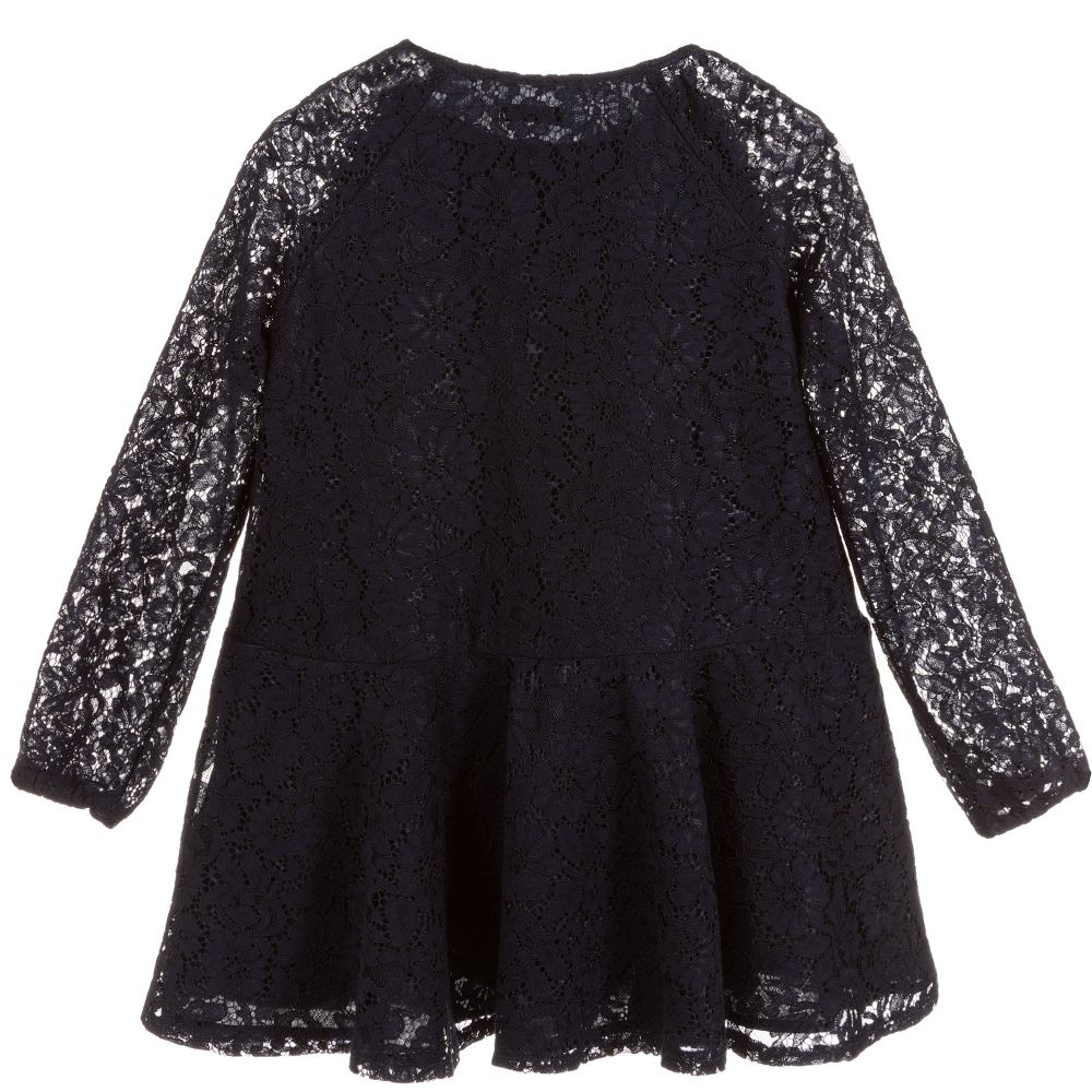 Mayoral-Girls Navy Blue Lace Dress | Childrensalon Outlet