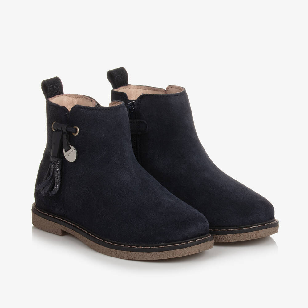 Mayoral - Girls Navy Blue Leather Ankle Boots | Childrensalon
