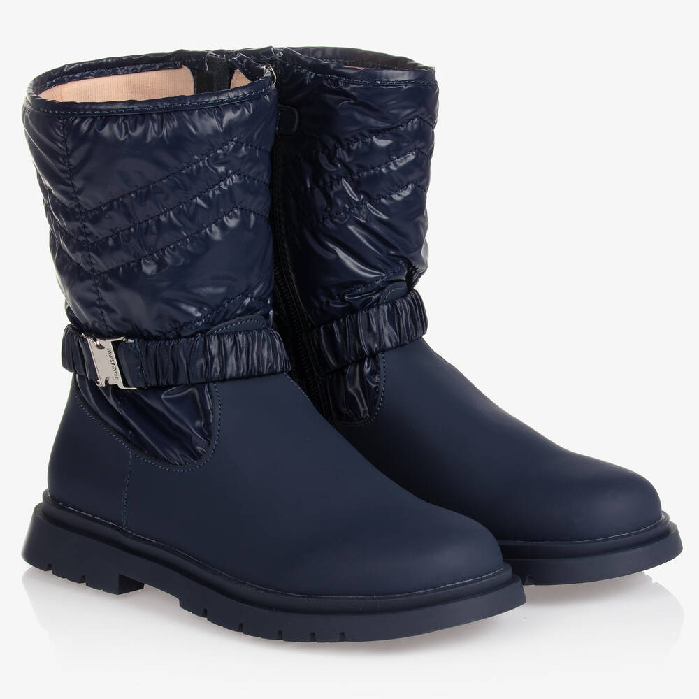 Mayoral - Bottines bleu marine en cuir fille | Childrensalon