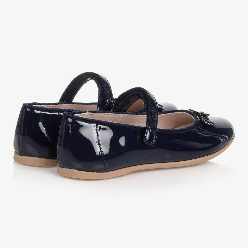 Navy blue clearance patent flat shoes