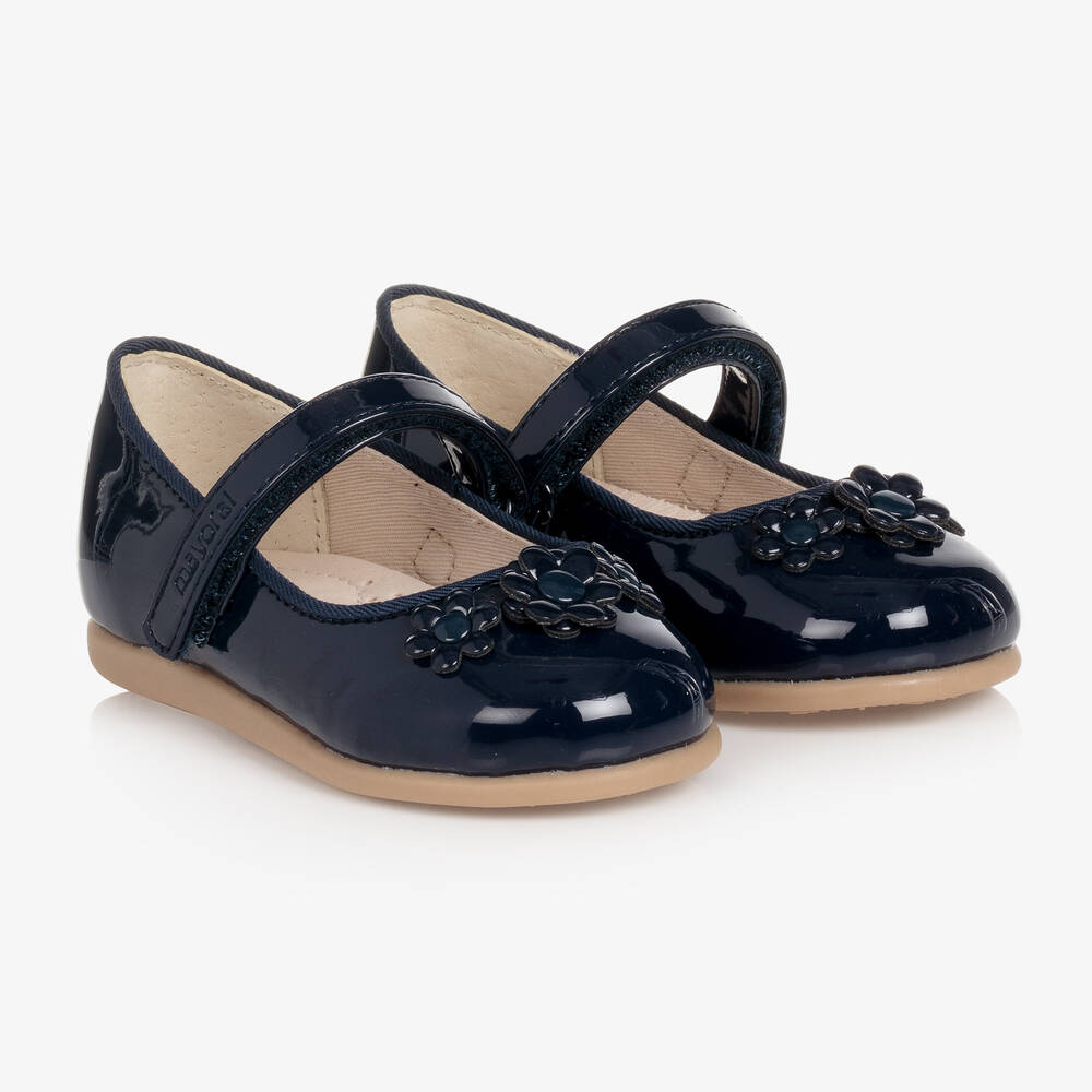 Mayoral - Girls Navy Blue Patent Faux Leather Pumps | Childrensalon