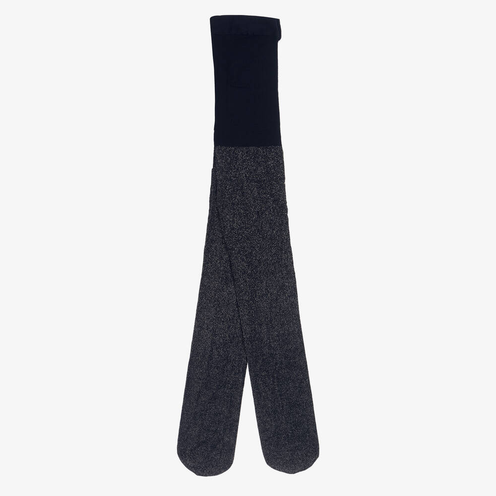 Girls navy sparkle tights top