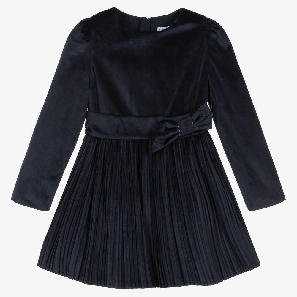 Mayoral - Robe bleu marine en velours Fille | Childrensalon