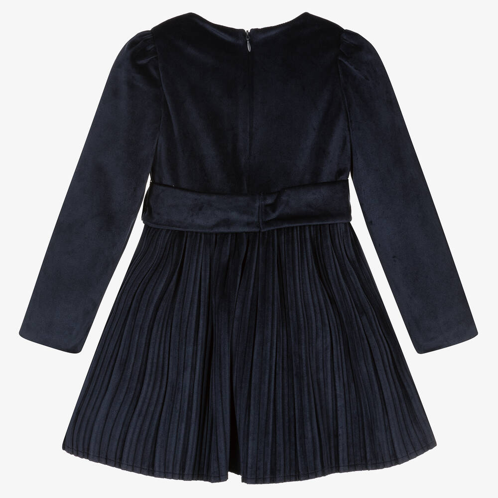 Mayoral Robe bleu marine en velours Fille