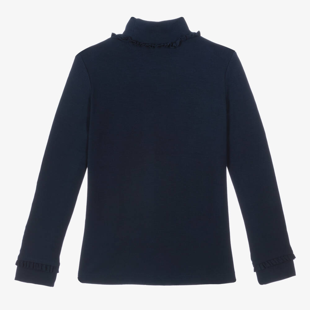 Mayoral-Girls Navy Blue Viscose Roll Neck Top | Childrensalon Outlet