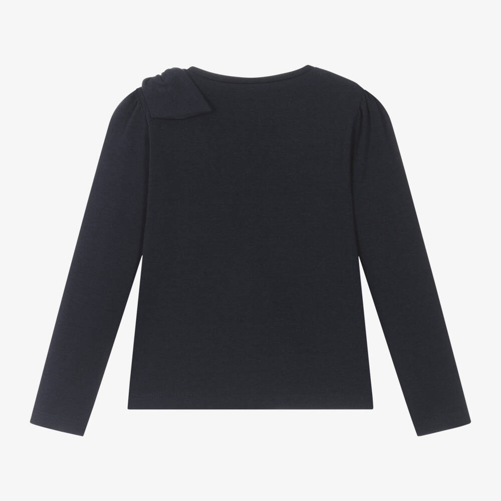 Mayoral-Girls Navy Faux Pearl Top | Childrensalon Outlet