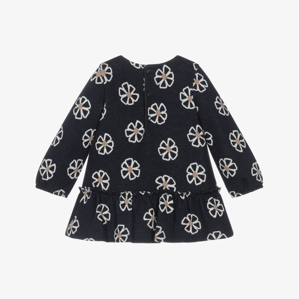 Mayoral-Платье из синего трикотажа с цветочным узором для девочек | Childrensalon Outlet