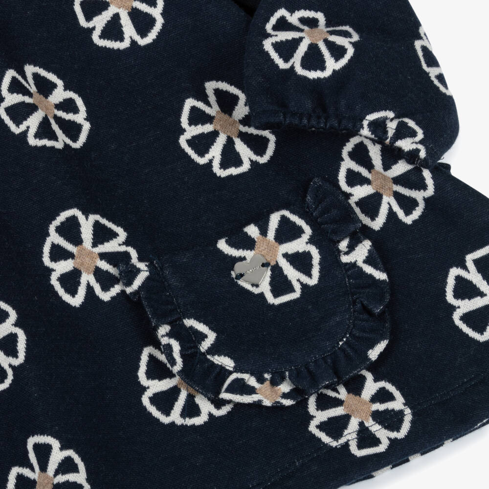 Mayoral-Платье из синего трикотажа с цветочным узором для девочек | Childrensalon Outlet