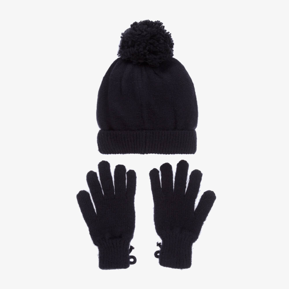 Mayoral-Girls Navy Floral Knit Accessory Set | Childrensalon Outlet