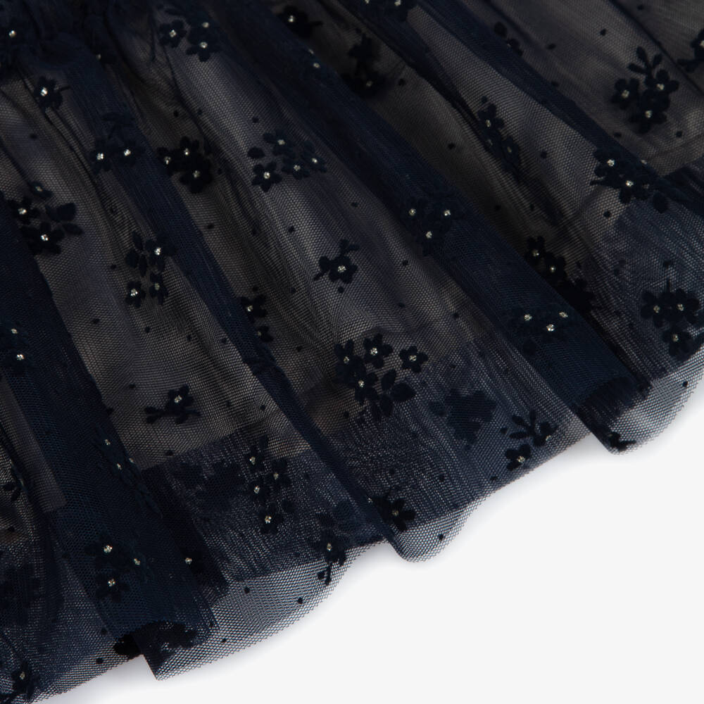 Mayoral-Girls Navy Floral Sparkle Dress | Childrensalon Outlet