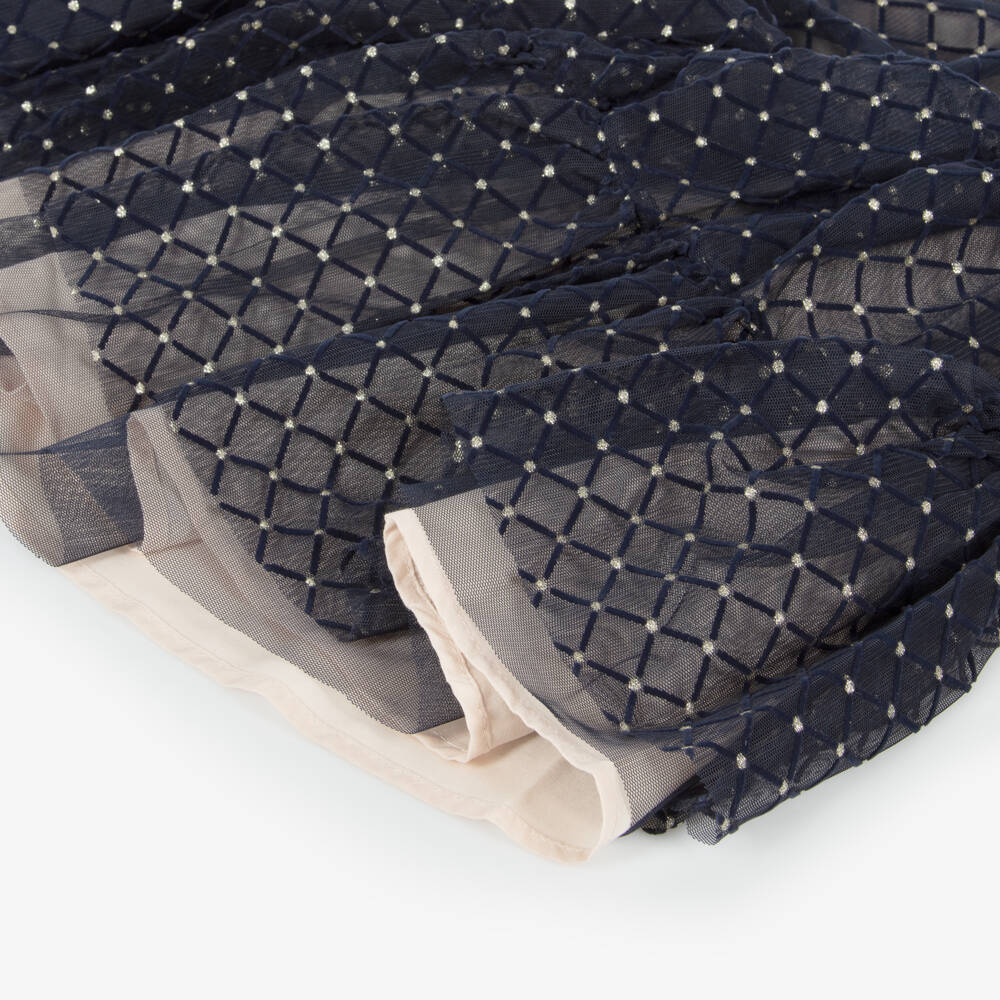 Mayoral-Girls Navy Glitter Tulle Gown | Childrensalon Outlet