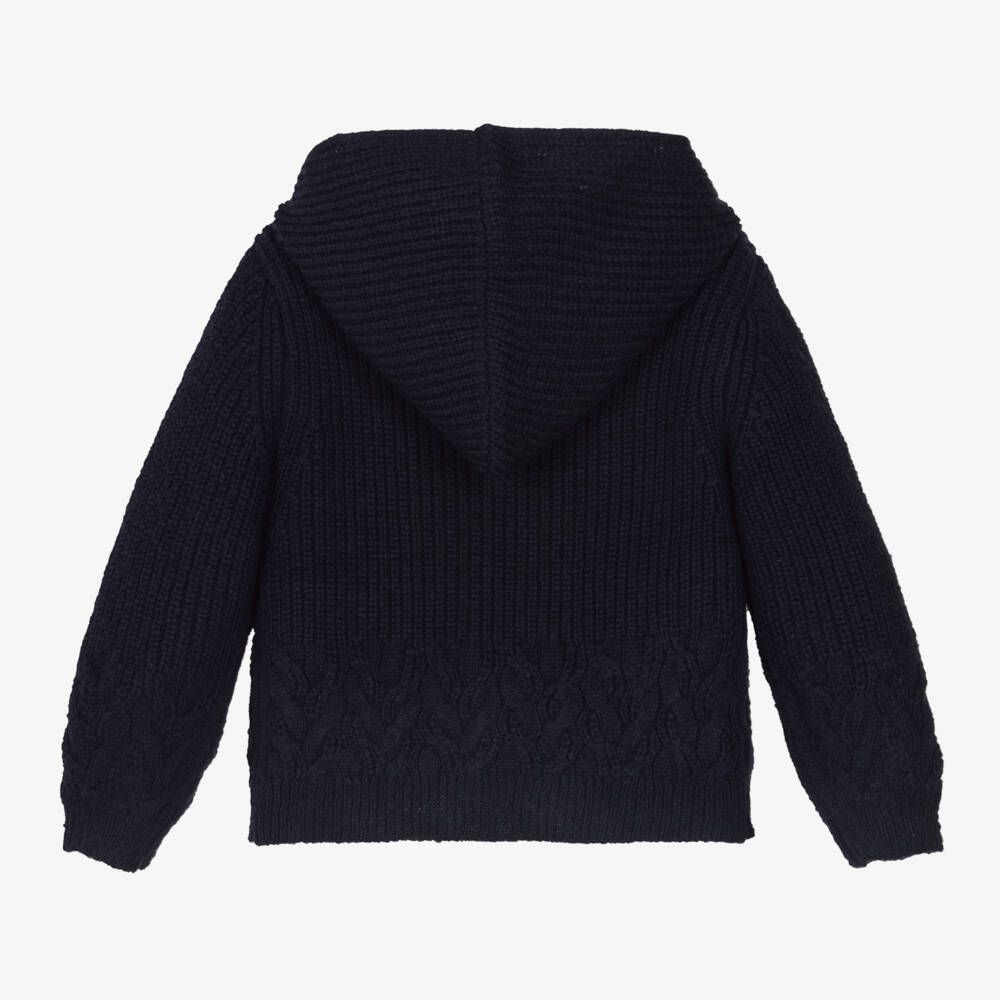 Mayoral-Girls Navy Knit Hooded Top | Childrensalon Outlet