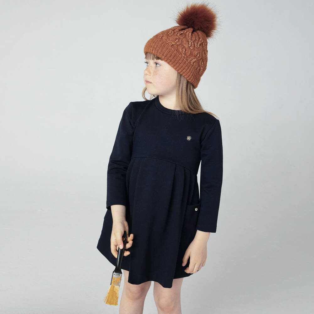 Mayoral-Girls Navy Milano Knit Dress | Childrensalon Outlet