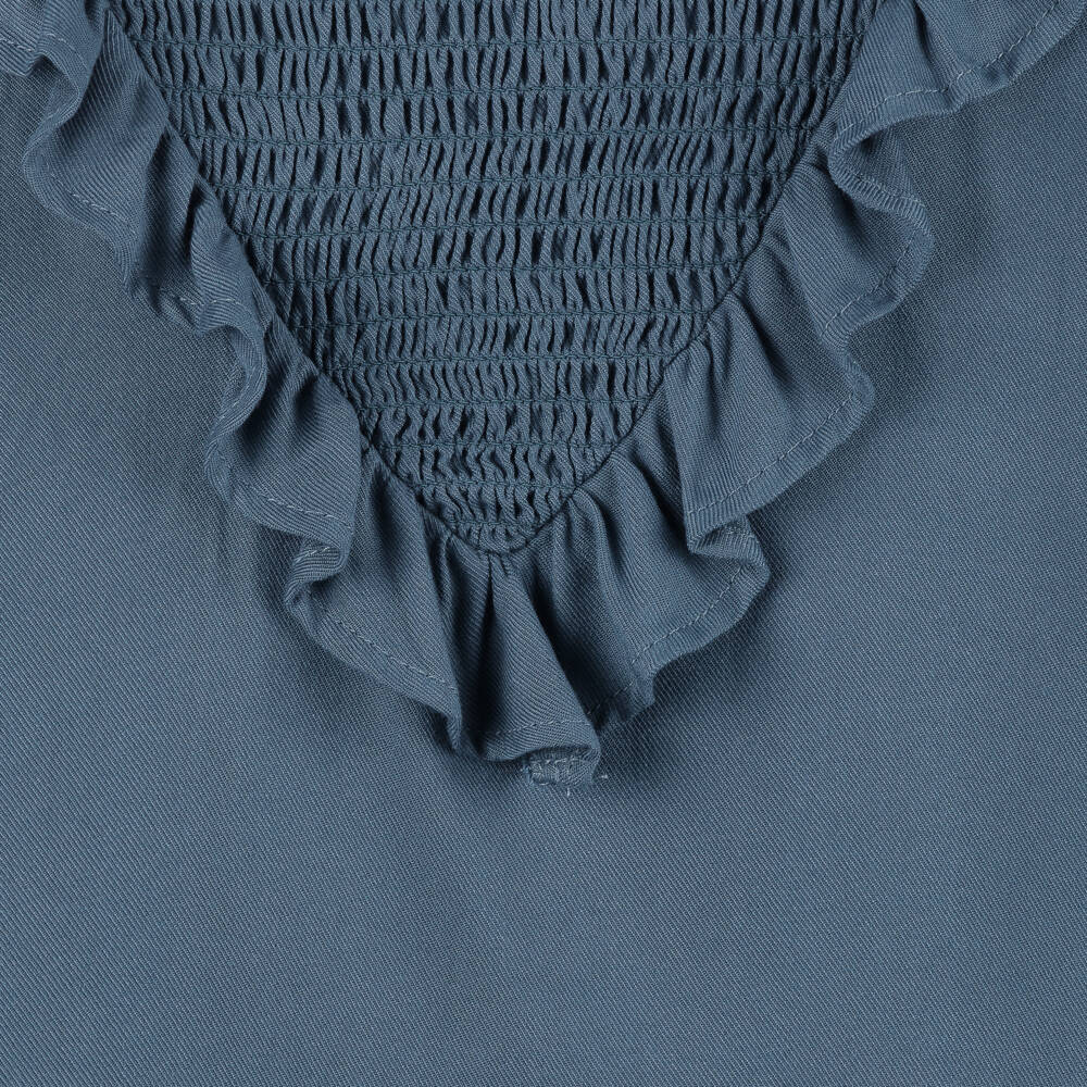 Mayoral-Girls Navy Ruffle Viscose Top | Childrensalon Outlet