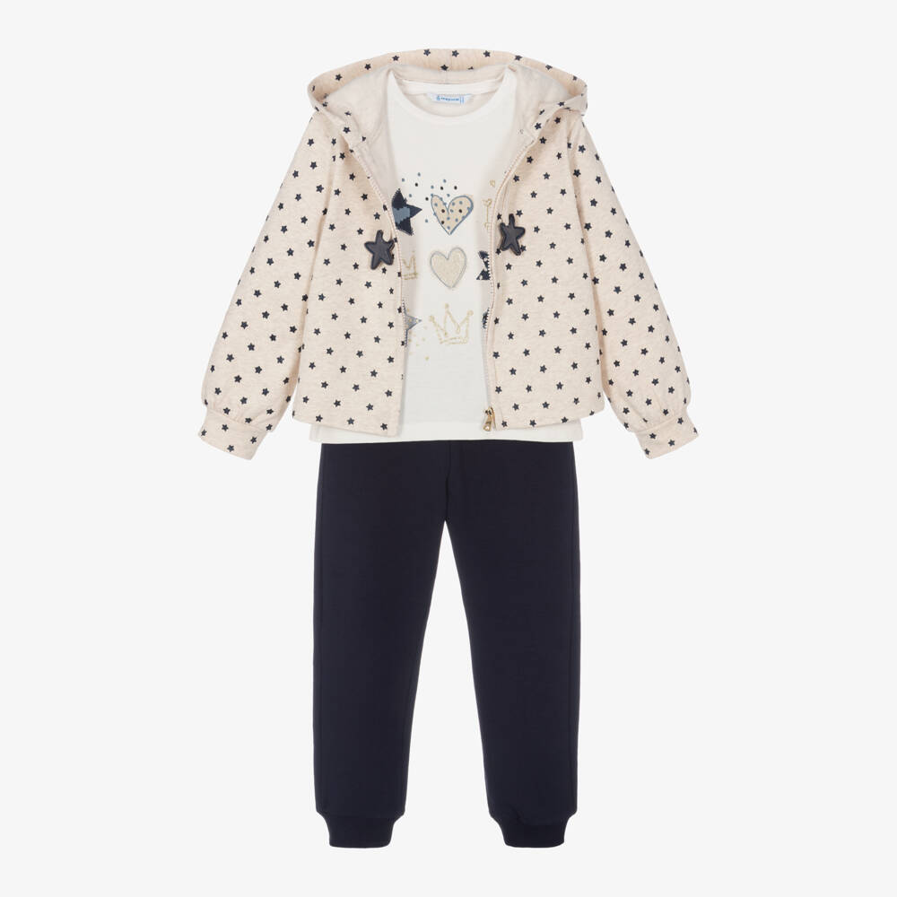 Mayoral-Girls Navy Star Patterned Tracksuit | Childrensalon Outlet