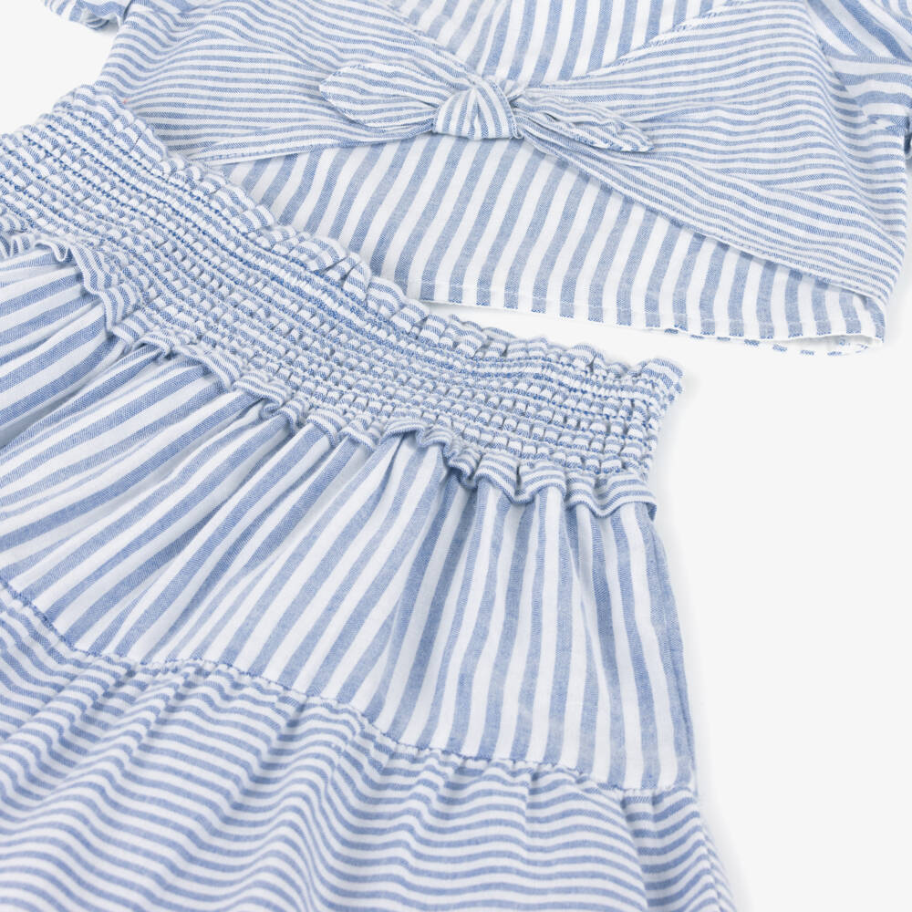 Mayoral-Girls Navy Stripe Cotton Ensemble | Childrensalon Outlet