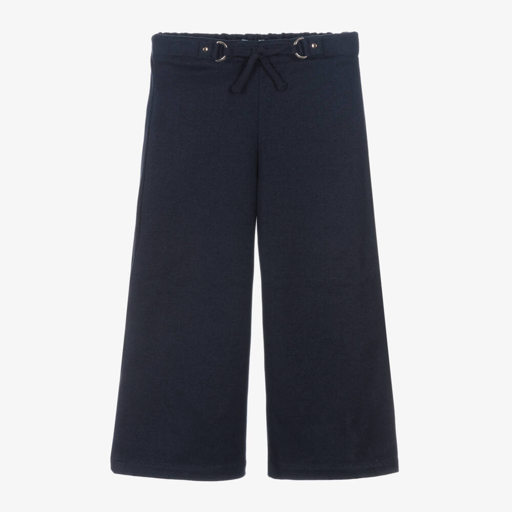 Mayoral-Girls Navy Wide Leg Trousers | Childrensalon Outlet
