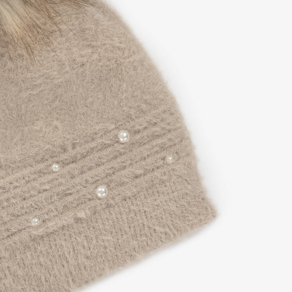 مايورال-طقم قبعة ووشاح سنود لون بيج للبنات | Childrensalon Outlet