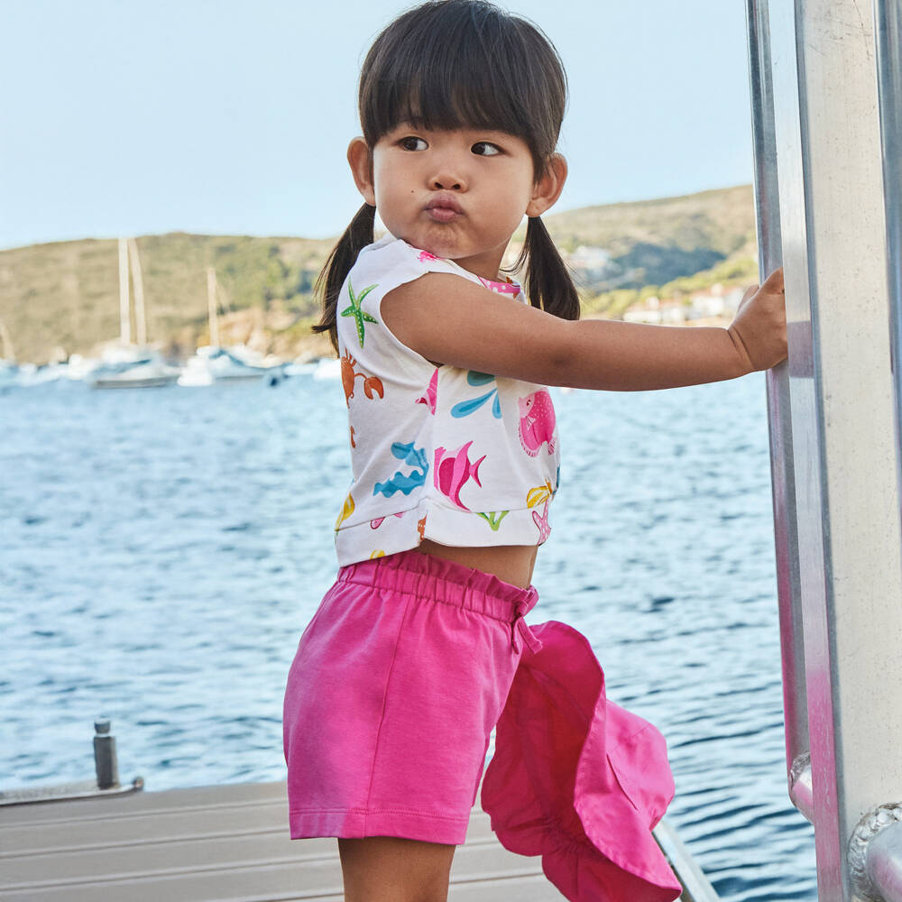 Mayoral-طقم شورت وردي للبنات بأجواء المحيط الخيالية | Childrensalon Outlet
