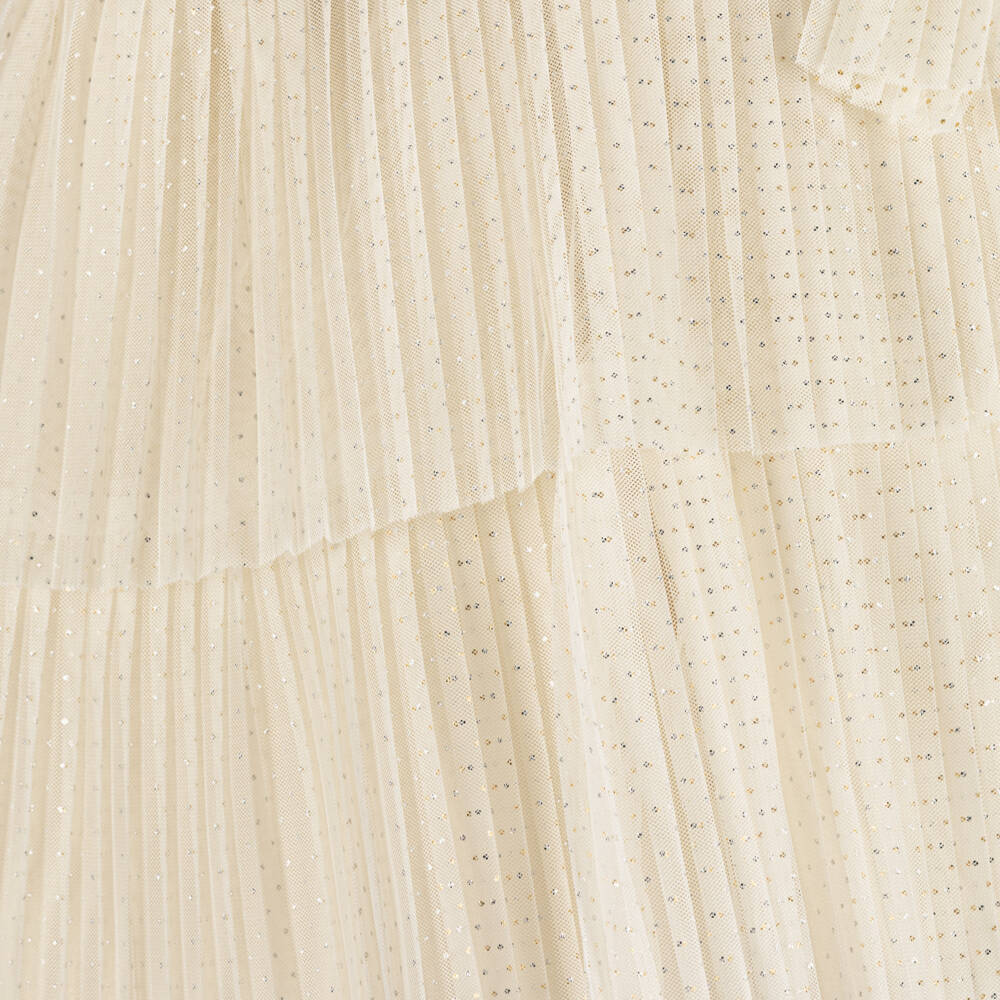 Mayoral-Girls Off-White Tulle Ribbon Frock | Childrensalon Outlet