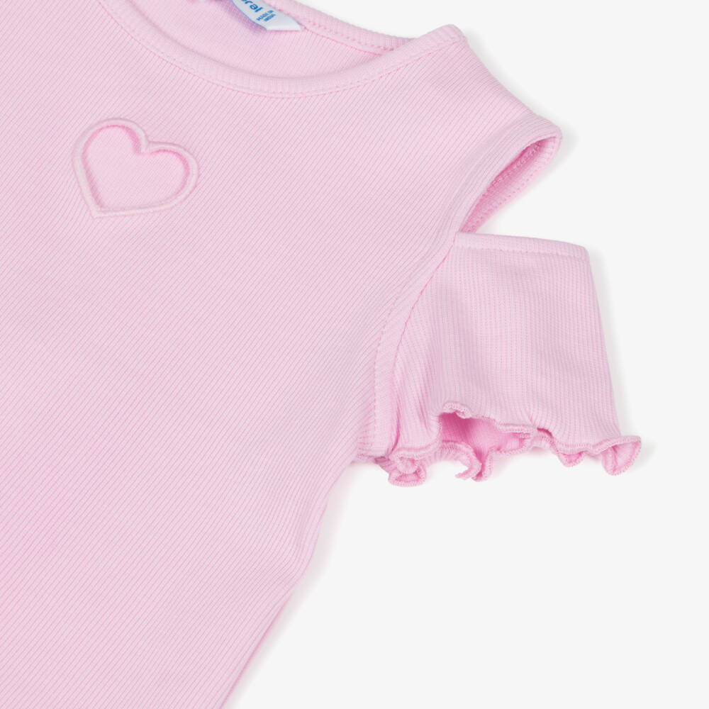 Mayoral-Футболка с открытыми плечами розовая для девочек | Childrensalon Outlet